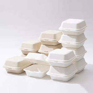 6x6x3 英寸外带食品包装盒 贝壳形可堆肥甘蔗渣防水防油不含 BPA 散装食品容器 450 毫升 - Product Image 5