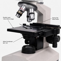 Binocular Biological Microscope 40X 1600X with Abbe Condenser Double Layer Mechanical Stage for Medical Laboratory