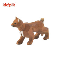 Décor de bureau artistique pour enfants Kidpik, blocs en bois sculptés à la main et gravés, motif léopard, écologiques et personnalisés