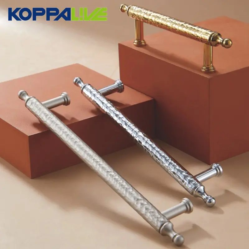 Koppalive Contemporary Solid Brass 3-3/4 inch Center to Center Hand Forged Hammered Cabinet Pulls Bedroom Wardrobe Handles