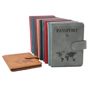 Portapasaportes de Cuero RFID Funda para Pasaporte Familiar Billetera de Viaje con Bolsillos Estuche para Certificados - Product Image 1