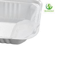 Boîte alimentaire jetable biodégradable SUMKOKA de 5,9 pouces en pulpe de canne à sucre, type coquille, avec film scellé, pour petit-déjeuner