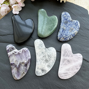 Tabla de Gua Sha de Cuarzo Rosa Natural y Amatista, Raspadores de Cristal para Belleza y Relajación, Placa de Feng Shui para el Cuidado de los Ojos, Herramienta de Masaje Facial de Ágata - Product Image 4