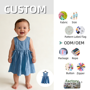 Robe en lin doux pour tout-petits avec attaches latérales, vêtements décontractés sans manches pour bébé fille, à porter au quotidien - Product Image 1