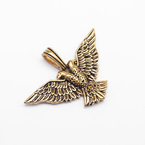 Búho de doble cabeza Hip Hop Animal Punk Pvd Acero inoxidable impermeable colgante joyería de moda collares para hombres hombre al por mayor - Product Image 5