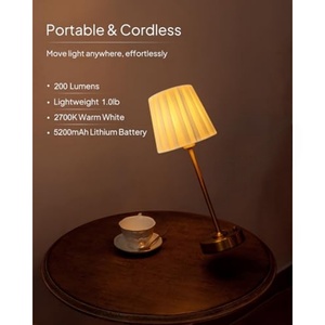 Lámpara Inalámbrica Vintage de Metal con Pantalla de Tela Plegada, Funciona con Batería, Luz de Mesa para Recepción de Bodas - Product Image 5