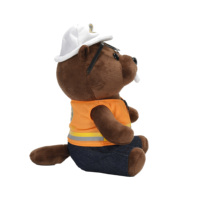 Ours en peluche en coton PP personnalisable, ours pompier en peluche, ours pompier en peluche avec lunettes, avec services OEM ODM