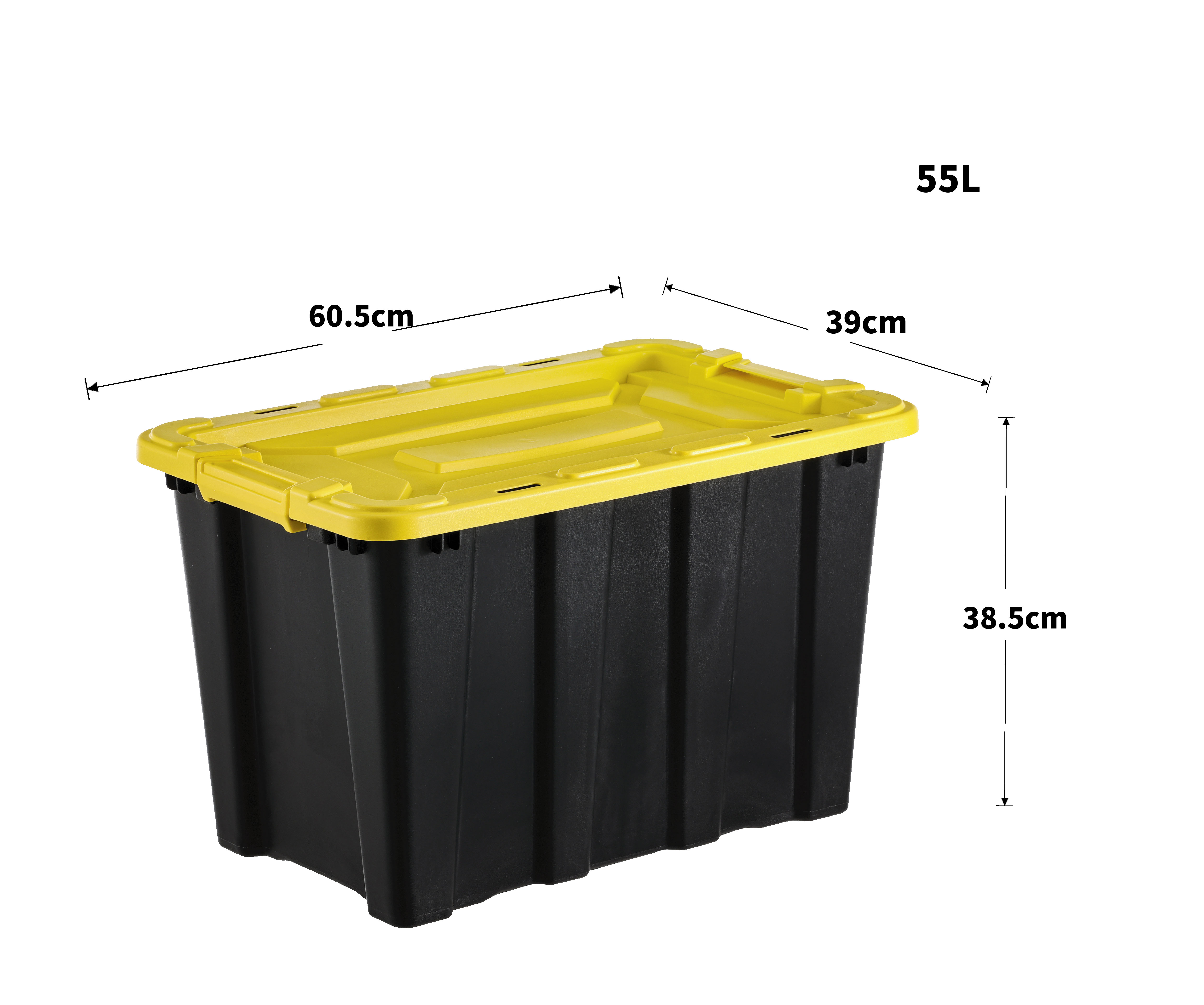 Boîte noire avec couvercle jaune