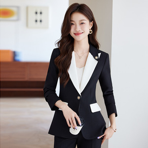 Women's Red Suit Jacket Solid Color Polyester Anti-Wrinkle Casual Blazer For Work And Formal Occasions - Product Image 2