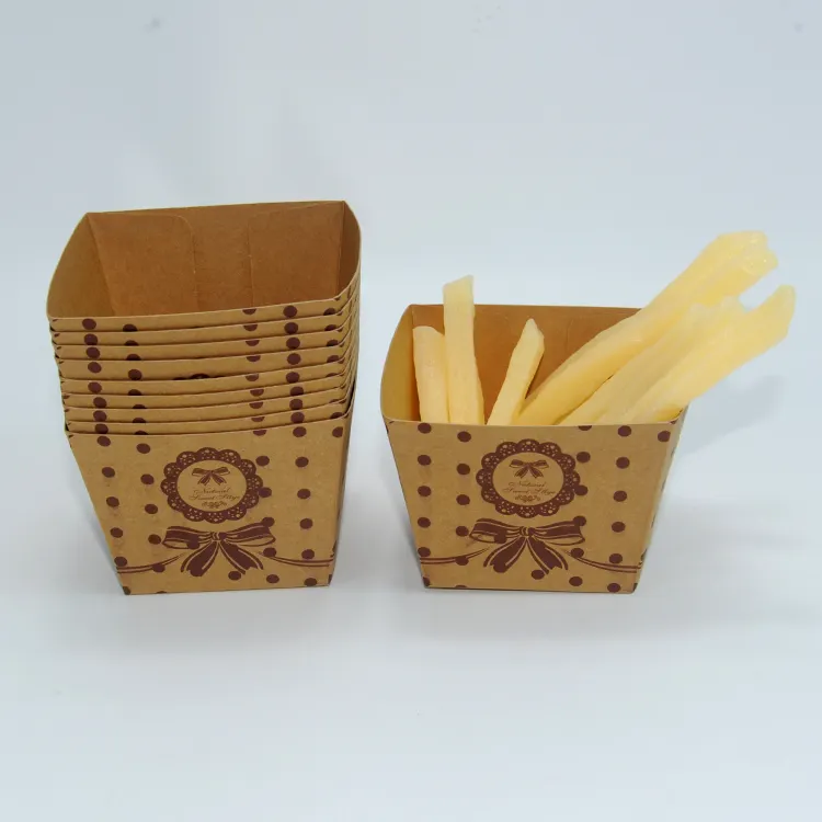 Chips de papel Kraft personalizados desechables Scoop Fries Cup para fuegos franceses