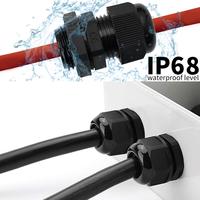 Kit de Prensaestopas NPT Sundimo FS030344, Conectores de Cable de Nylon Ajustables Impermeables con Alivio de Tensión, 1 Pin, 38 Piezas, Juntas Negras, Alimentación