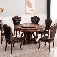 Ensemble de cuisine de haute qualité en cuir de vachette personnaliser Table à manger et chaises en bois de caoutchouc rétractables rotatives extensibles