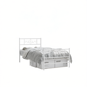 Base de Cama Individual Rectangular Moderna de Acero Blanco, Tamaño Twin, Muebles para Dormitorio - Product Image 1