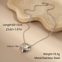 Collier Novirassine de luxe en acier inoxydable avec pendentif cœur gonflé, collier lariat en Y, chaîne à billes – Bijoux tendance en ligne