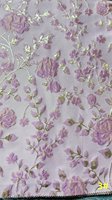 Bahan gaun mewah kain Jacquard brokat bunga kain brokat emas 131gsm