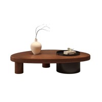 Table basse en bois massif de style Mid-Century Fullsummer, table à thé irrégulière créative en rondins, table d'appoint minimaliste pour salon