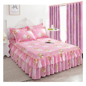 Made in China Wholesale Cheap Microfiber 5 Pieces <b>Bed</b> Skirt Set with Curtain king Size Bedding Set for <b>Bed</b> - Product Image 2