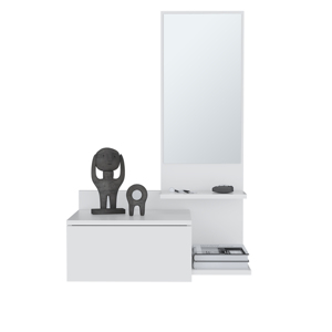 Mueble flotante para pasillo, 36.2 pulgadas de alto, 1 cajón, 3 estantes, 1 espejo, color blanco - Product Image 3