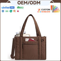Sac fourre-tout matelassé pour femme, sac léger avec deux poches pour bouteilles, convient aux ordinateurs portables de 15,6 pouces, sac fourre-tout à bandoulière pour le shopping