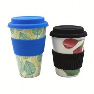 ขวดน้ำพิมพ์ลายเต็มใบแบบรักษ์โลก ขายส่ง แก้วกาแฟใยไผ่แบบใช้ซ้ำได้ ปรับแต่งได้ตามต้องการ - Product Image 1