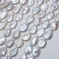 Boutons ovales baroques brillants 14-15 mm, perles d'eau douce naturelles de qualité AAA, blanches, roses, transparentes, perles plates en forme de disque, pour la création de bijoux DIY
