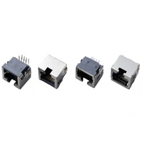Connecteur Ethernet RJ45 modulaire blindé 8P8C à port unique, montage vertical sur circuit imprimé, contacts en bronze phosphoreux, aimants LED