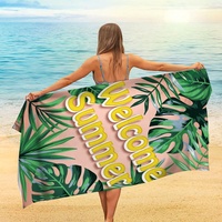 Serviette de plage en microfibre de coton personnalisée de haute qualité avec design imprimé gratuit, serviette de plage douce en velours avec logo personnalisé