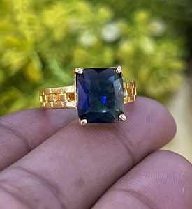 แหวนชุบโรเดียมสีฟ้าบุษราคัมสีเงินสไตล์โบฮีเมียนดีไซน์คลาสสิกของขวัญวันเกิดงานปาร์ตี้โอกาส - Product Image 1