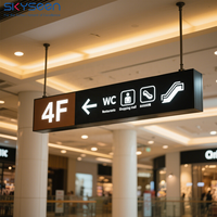 Boîte lumineuse LED personnalisée double face suspendue en acrylique et métal pour signalétique publicitaire et de direction pour aéroports, centres commerciaux et bâtiments
