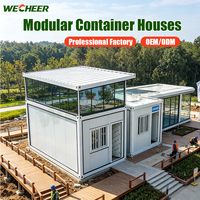 Maison préfabriquée en conteneur maritime Wecheer, pliable et modulaire, en panneaux sandwich, conteneur plat, maisons en conteneurs, résistantes aux tremblements de terre