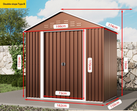 Nouveau cabanon de rangement extérieur en fer couleur café - Antirouille, imperméable, résistant aux UV, mobile, pour cour et utilitaire