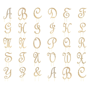 Adorno para pastel de bodas con diamantes de imitación y monograma dorado en cualquier letra A <span class=keywords><strong>B</strong></span> C D E F <span class=keywords><strong>G</strong></span> H I J K L M N O P Q R S T U <span class=keywords><strong>V</strong></span> W X Y Z - Product Image 5