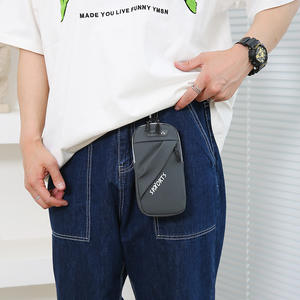 Brassard de sport gris respirant pour téléphone, sac bandoulière homme pour activités extérieures, revêtement PU, été 2025 - Product Image 1