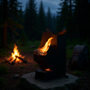 Estufa de Leña Portátil para Exteriores, 4.53x2.17x7.09 Pulgadas, Ligera, para Acampar, Diseño de una Sola Pieza de Metal - Product Image 2