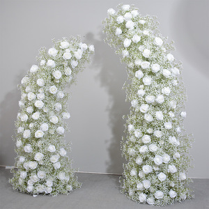 M-HOA010 gros mariage fleur 2 pièces arc cornes de luxe vert fleur corne arc soie fleur corne arc pour la décoration d'événement - Product Image 3