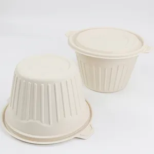可生物降解汤碗一次性食品容器带盖Bpi可堆肥微波炉餐厅安全汤碗