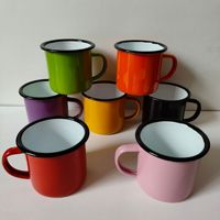Mug de camping en acier inoxydable avec logo personnalisé, bord émaillé, pour cadeau promotionnel, café, thé