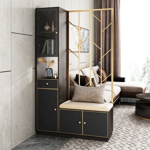 <span class=keywords><strong>Armoire</strong></span> d'entrée de luxe noire de Style nordique avec cadre en acier inoxydable, stand de rangement de salon pour <span class=keywords><strong>chaussures</strong></span>, <span class=keywords><strong>armoire</strong></span> de rangement - Product Image 1
