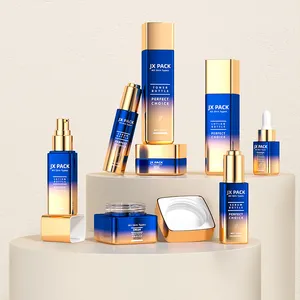 Garrafas personalizadas luxuosas, marcas privadas de ouro azul, degradê, creme de skincare, loção, soro, 15ml/30ml/40ml/100ml/120ml