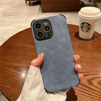 Étui de téléphone en cuir de luxe TPU pour iPhone 16 15 14 13 12 11 Pro Max Mini X Xs Xr, couleur unie rétro, coque en silicone souple