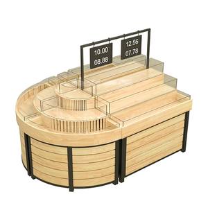 ชั้นวางปลายกลมไม้ชั้นวางซุปเปอร์มาร์เก็ตชั้นวางผักและผลไม้ไม้สองด้าน - Product Image 6