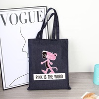 Sac fourre-tout en jean uni pour femme, petit format, avec broderie personnalisée, fermeture à bouton-pression, sac à bandoulière pour le shopping et le travail quotidien