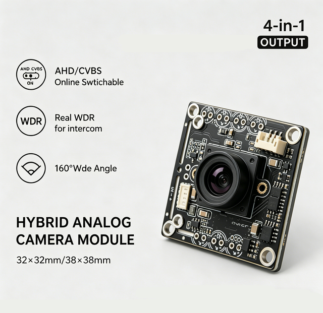 1080P AHD TVI CVBS 3 in 1 Mini Camera Module WDR Switchable Analog Board with 160 Degree Lens for Intercom Video Door Phone
