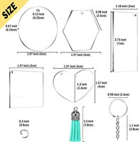 Porte-clés en acrylique de forme personnalisée avec cœur rectangulaire rond, t-shirt vierge et porte-clés avec nom pour bricolage/cadeaux d'affaires