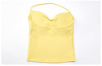 Ensemble de yoga professionnel moulant à col halter et décolleté en V, respirant, très élastique, en Spandex/Nylon, avec coussinets intégrés