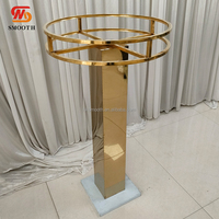 Support de fleurs circulaire en métal doré personnalisé pour événements de mariage, centre de table avec perles de cristal