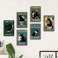 Plaques en étain imprimées pour chat vente en gros Plaques en métal pour toilettes vintage animaux pour la décoration de la salle de bain