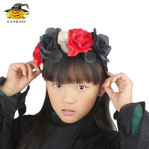 Diadema con diseño de calavera y flores de Halloween de Fankasi, accesorio para fiestas de disfraces, para niños y adultos - Product Image 3