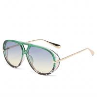 Gafas de sol de estilo piloto europeo-americano con doble puente, montura extragrande adelgazante, protección UV400, unisex, a la moda.
