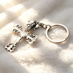 Porte-clés en acier inoxydable avec breloque croix « Je t'aime » et message en espagnol, pendentif rectangulaire, cadeau religieux pour la Saint-Valentin - Product Image 6